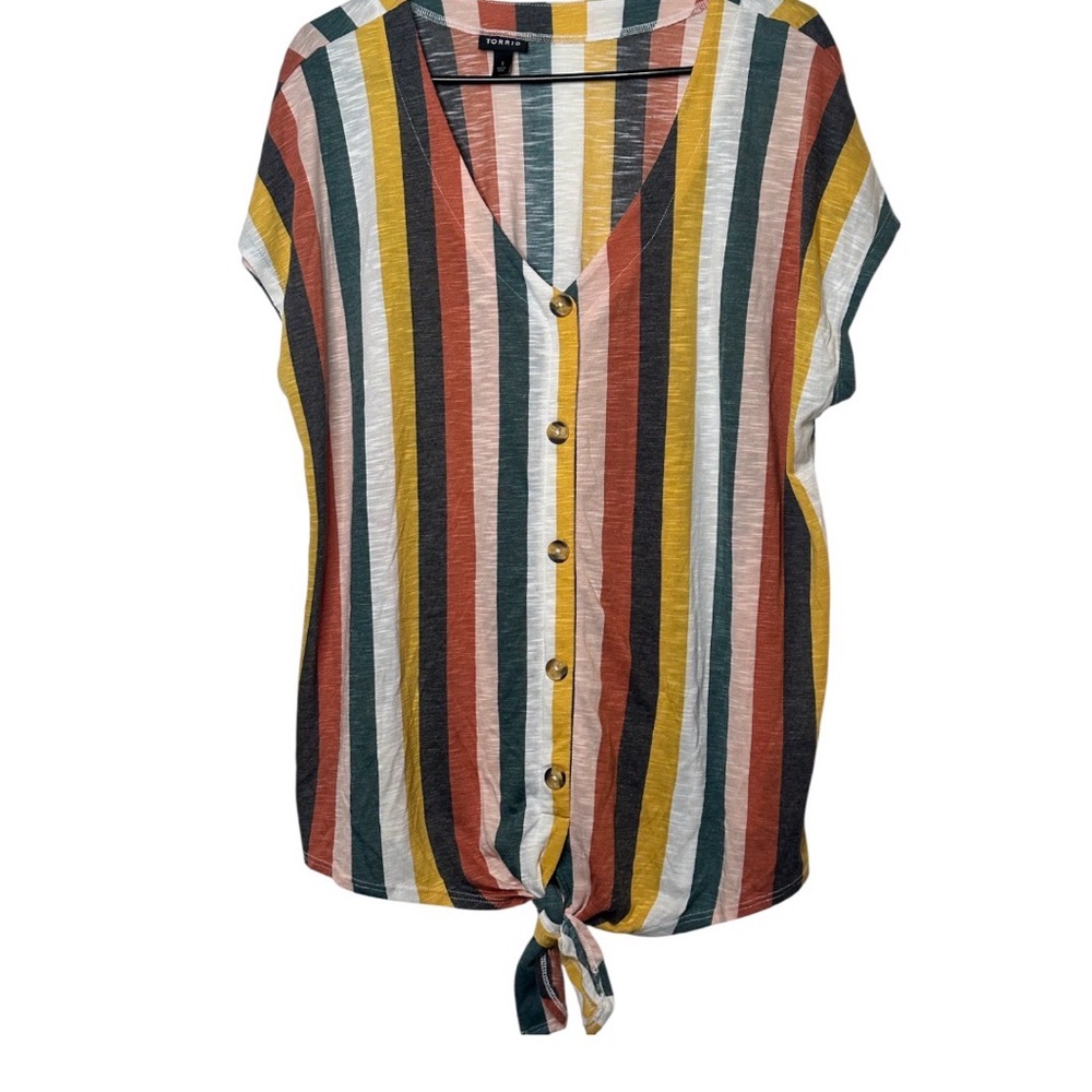 Torrid Multicolor Striped Button-Down Top - image 1